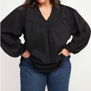 Long-Sleeve Smocked Embroidered Poet Blouse